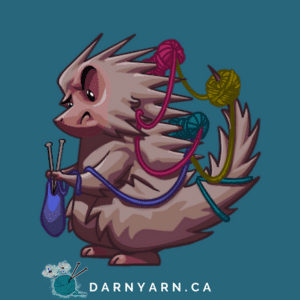 Drawing of Gertie the Darn Yarn mascot