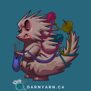 Drawing of Gertie the Darn Yarn mascot